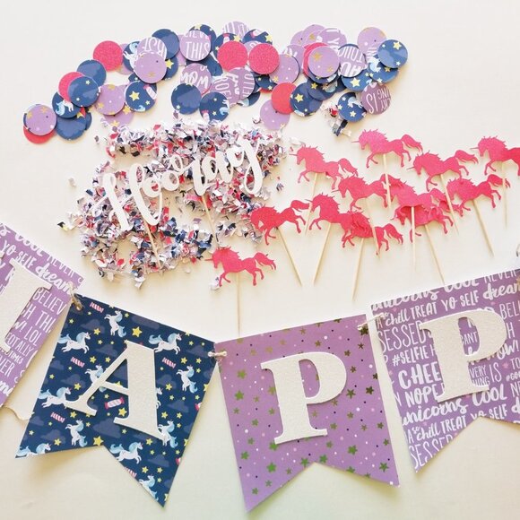 Unicorn Party Decorations | Happy Birthday Banner | NEW - Picture 1 of 10